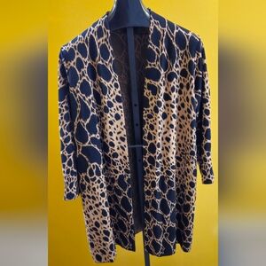 Alfani Black & Tan Animal Print Long Cardigan - Size 1X